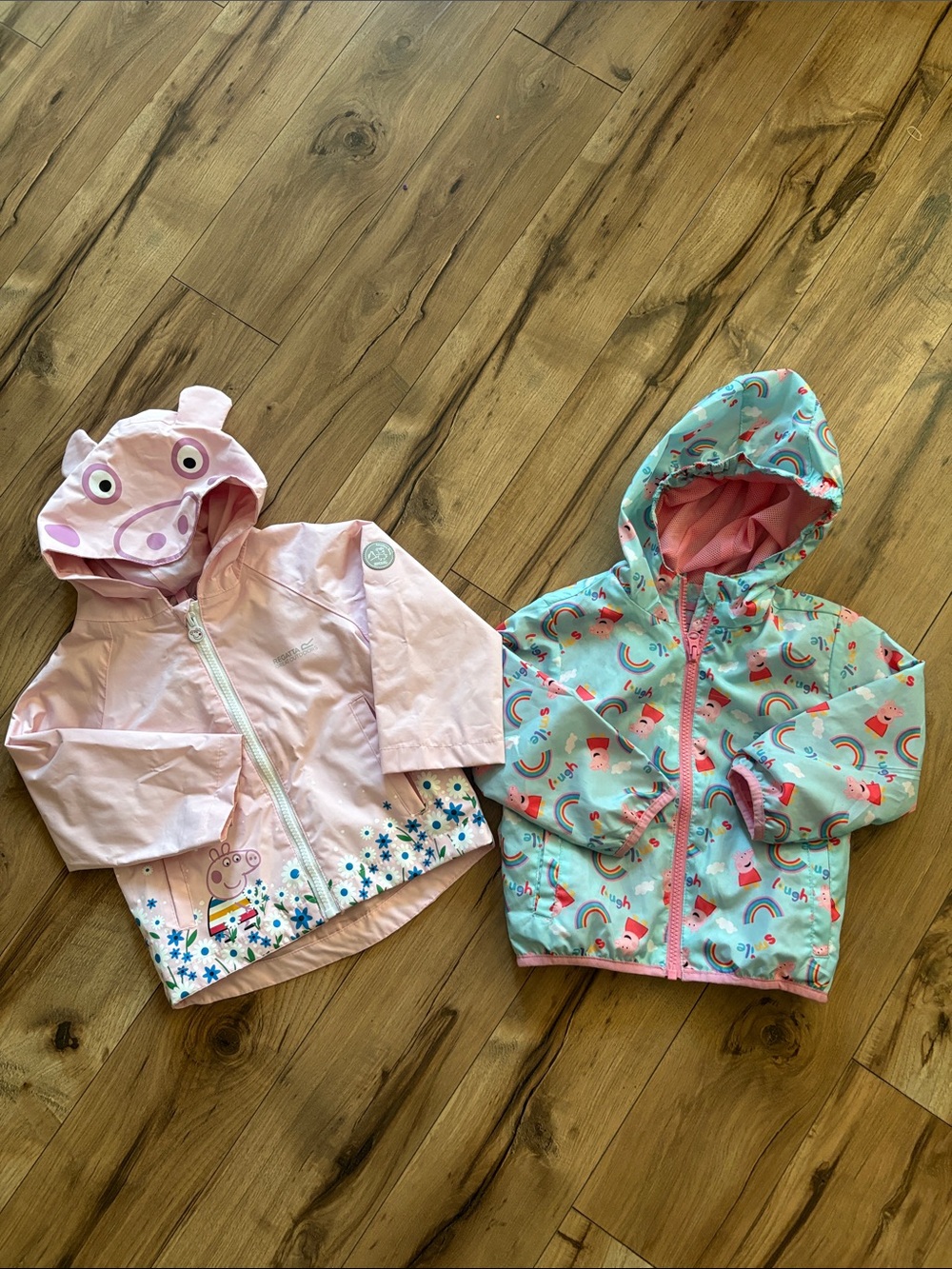 Regatta Girls' Pink and Aqua peppa pig Hooded Rain Jackets, 2-Pack